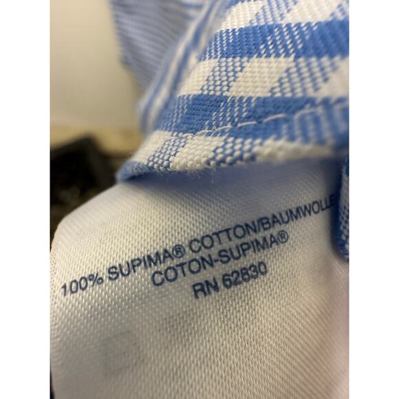 Lands’ End Shirt Men's L 16 Blue Plaid Button Up 100% Cotton Short Sleeve - Picture 5 of 5